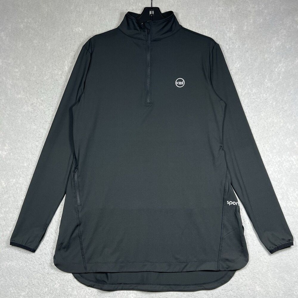 New Veil Garments Spark 1/2 Half Zip Pullover Top Womens Large Black Stretch